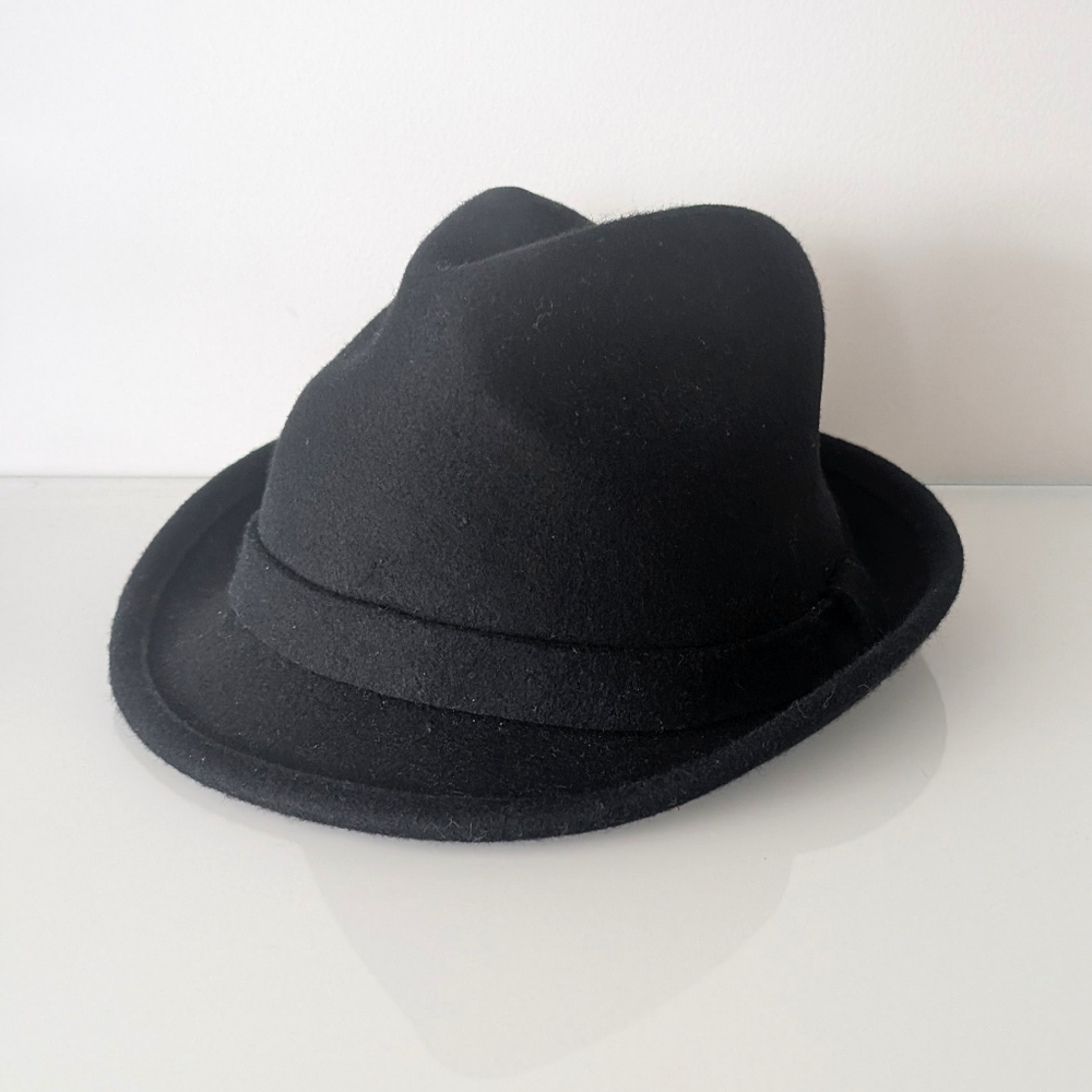 100% Wool Black Fedora Hat
